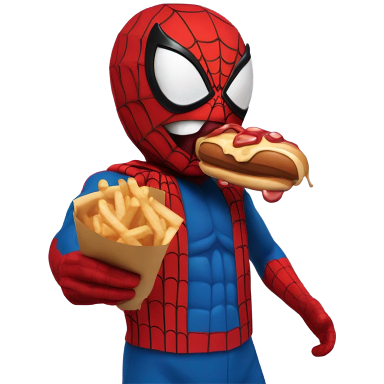 spider-man eating a hotdog  emoji