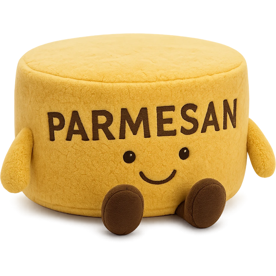 parmesan cheese wheel jellycat stuffed plushie emoji