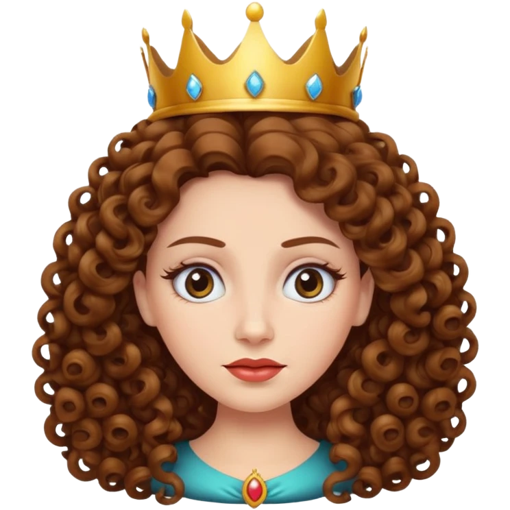 Queen with curly hair and white skin rolling her eyes emoji