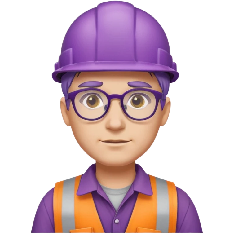purple haired construction worker with spectacles emoji