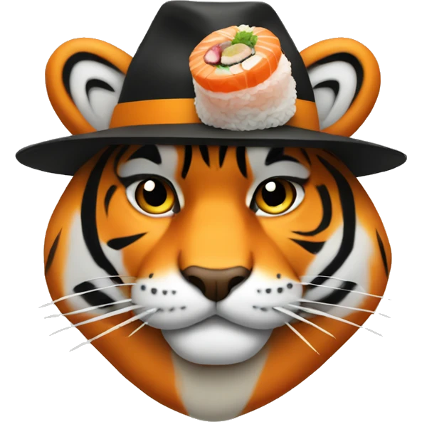 tiger wearing a hat made out of sushi emoji