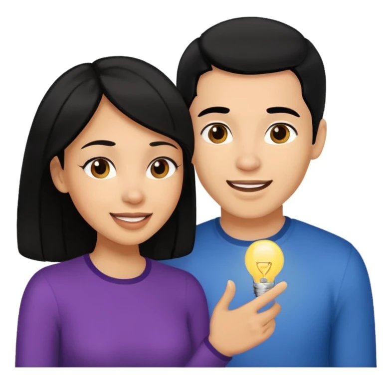 light skin black hair woman talking with a light skin black hair man, she's exited an he's happy, we're face to face emoji