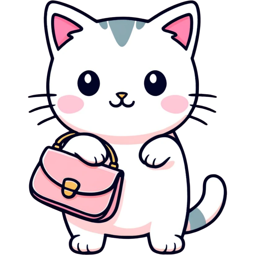 Cat with a little pink purse emoji