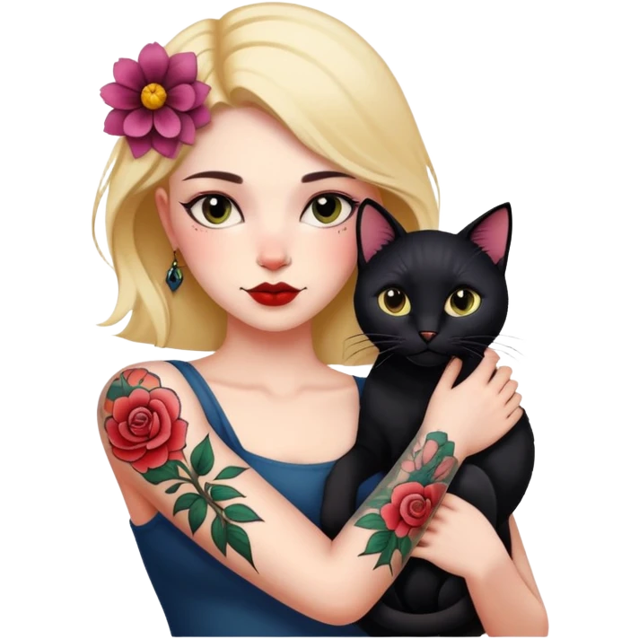 花臂女主人和黑色的猫猫 emoji