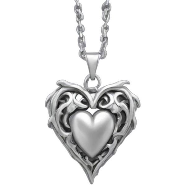 silver gothic heart necklace emoji