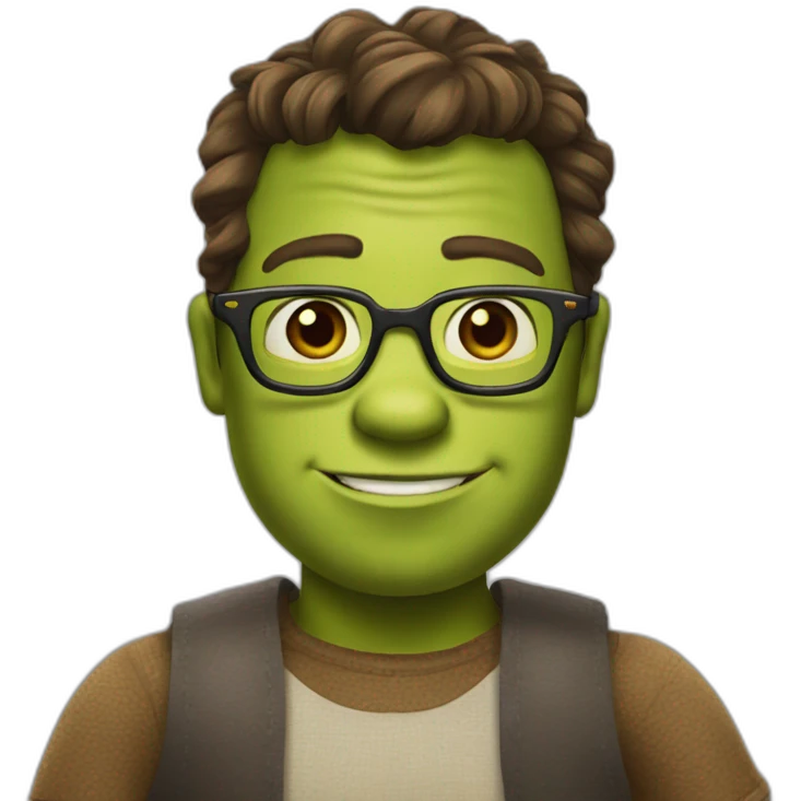can you make shrek with a cast on his arm, have glasses, have brown hair and slightly darker skin emoji