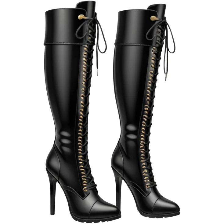 black stiletto knee combat boots emoji
