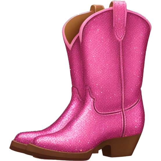 Glitter Pink cowboy boots emoji