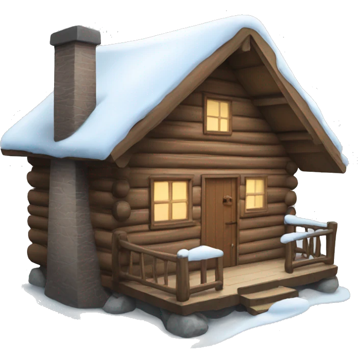 winter cabin with a bear emoji