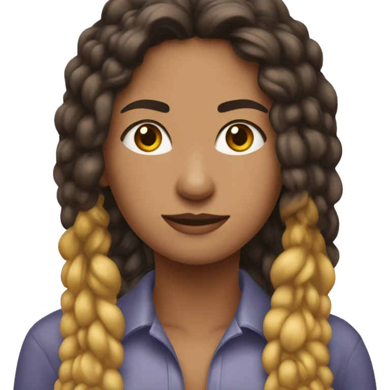 MULHER CABELOS CACHEADOS MORENA ALONGADO ACENANDO E SORRINDO emoji