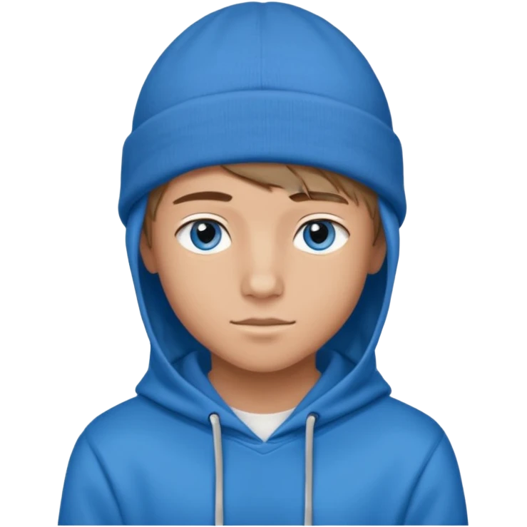 handsome and young teen pinterest boy good at fashion. popular among 'that brat girl', wearing hoodieand beanie with blue eye   emoji