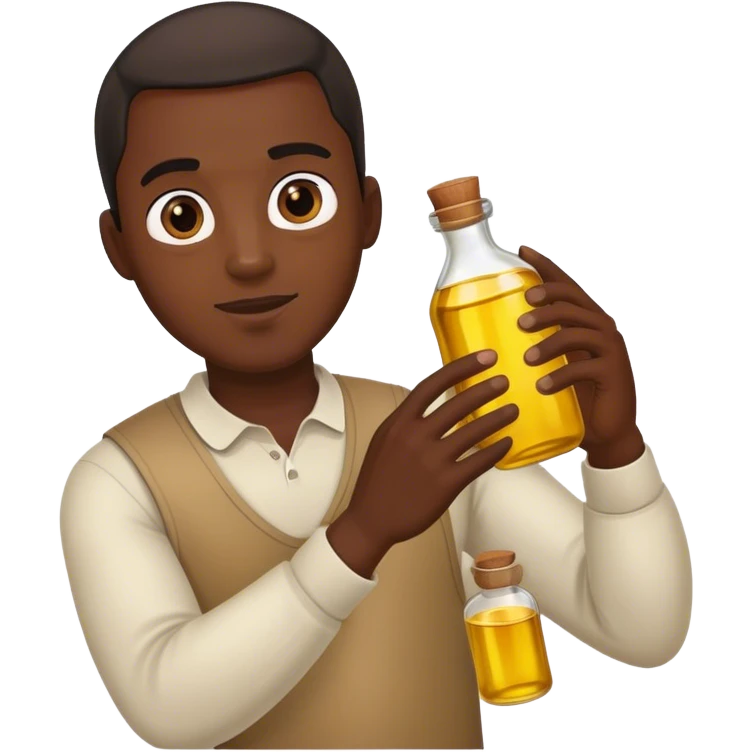 Black man holding a bottle of oil emoji