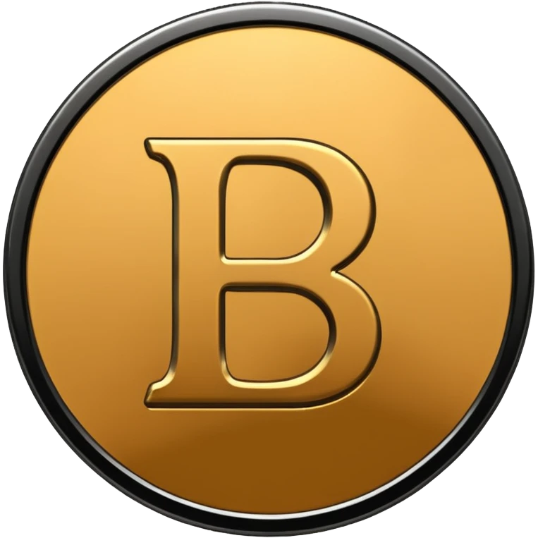 Emoji icon of a metal coin with engraved letter 8, minimalist style, isolated, only black color emoji