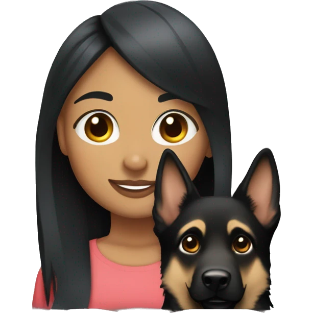 Black hair light skin girl with German shepherd  emoji