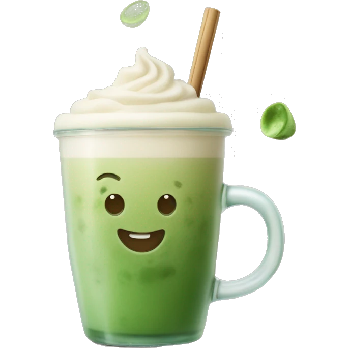 iced matcha latte, smiling while juggling  emoji