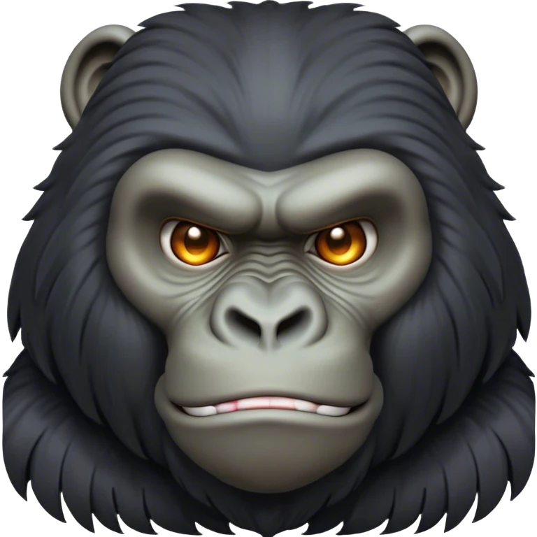 Cinematic Noble Gorilla Portrait Emoji, Poised and commanding, with a massive, muscular build cloaked in dense, rich fur and deep, soulful eyes, Simplified yet sharp and sophisticated features, highly detailed, glowing with a soft, dignified jungle glow, high shine, intelligent and formidable, stylized with an air of primate majesty, focused and authoritative, soft glowing outline, capturing the essence of a watchful guardian that feels as though it could step out of the screen with effortless authority! emoji