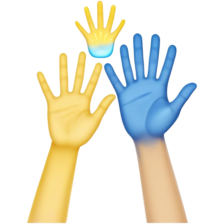 a hand being held by a glowing blue hand and a glowing yellow hand souls emoji