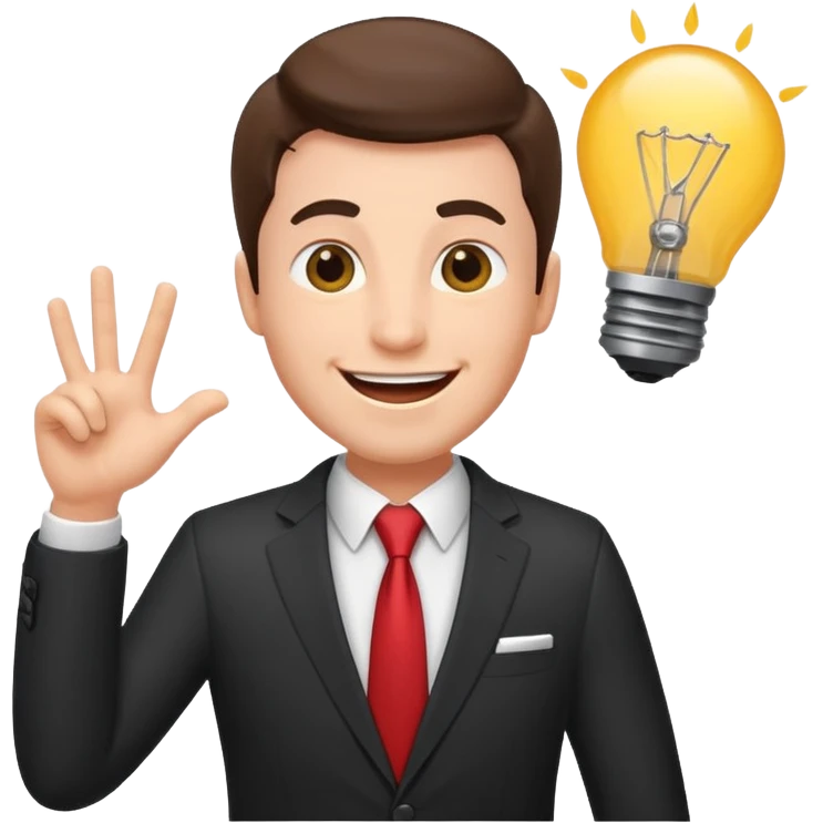 businessman enthusiastically pitching an idea emoji