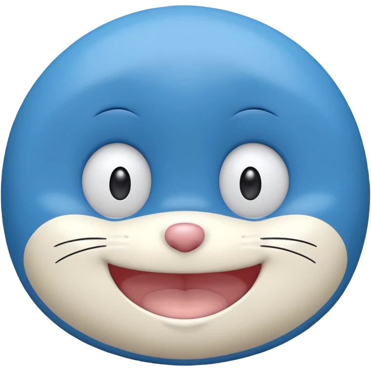 Perfect cartoon Doraemon face without ears and body emoji