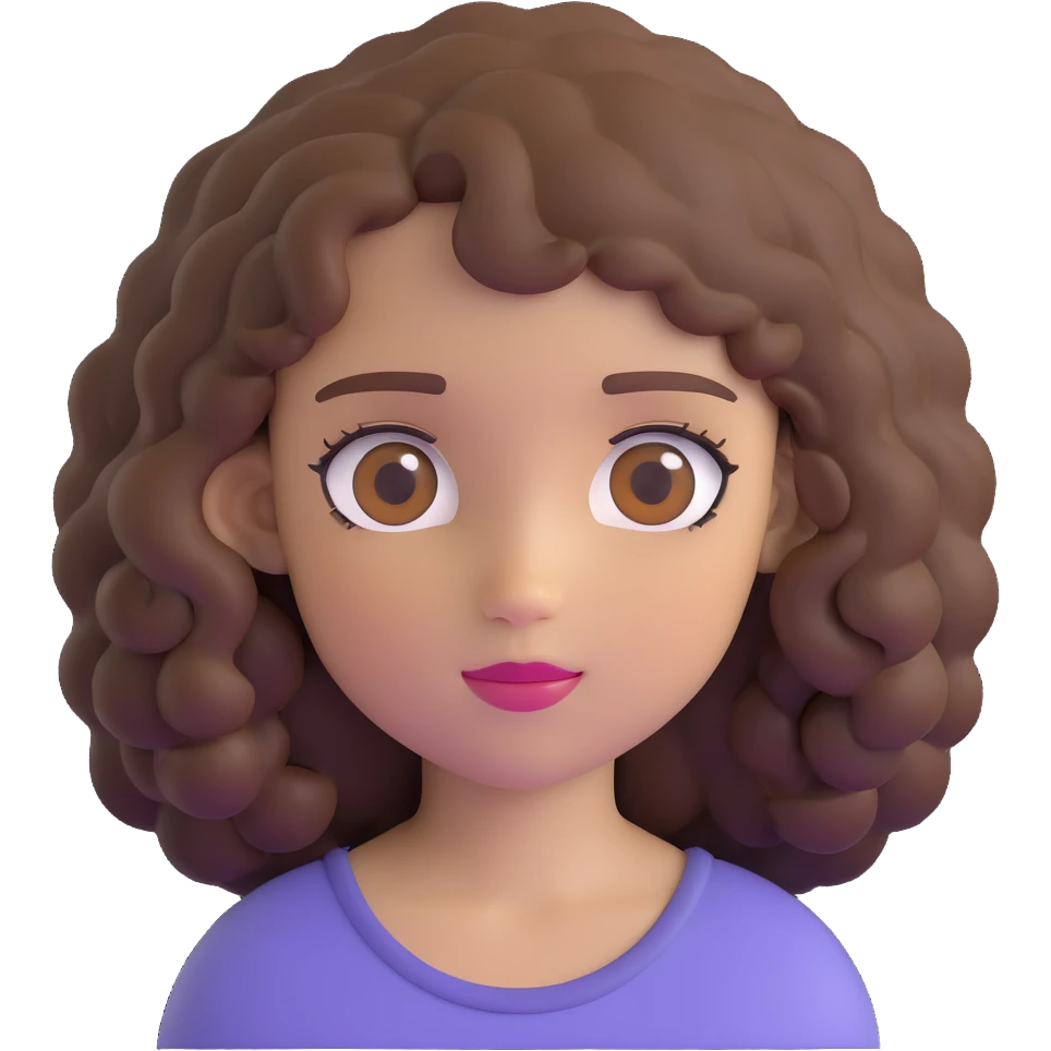 white girl with brown curly hair and brown eyes emoji