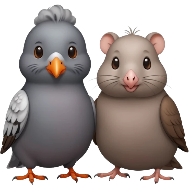 this pigeon who is also next to a rat. they are friends. emoji
