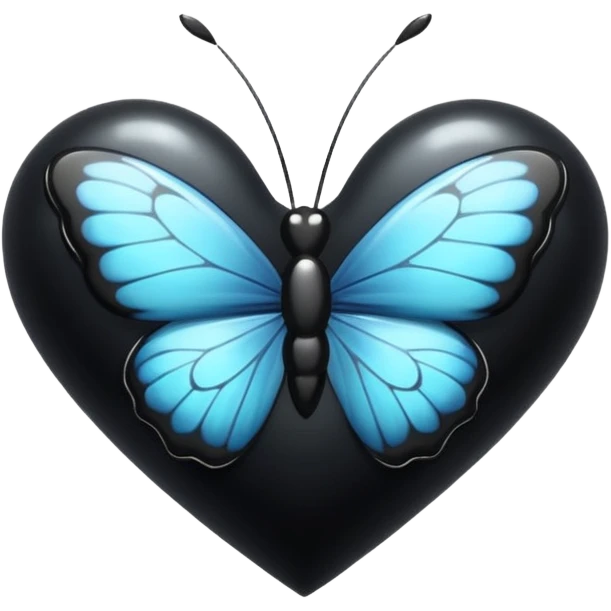 black heart with a black bow in a butterfly style emoji