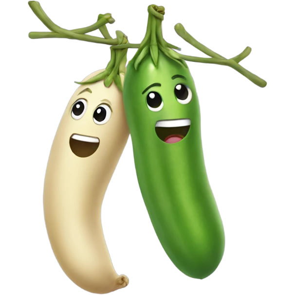Bean and pea hanging out emoji