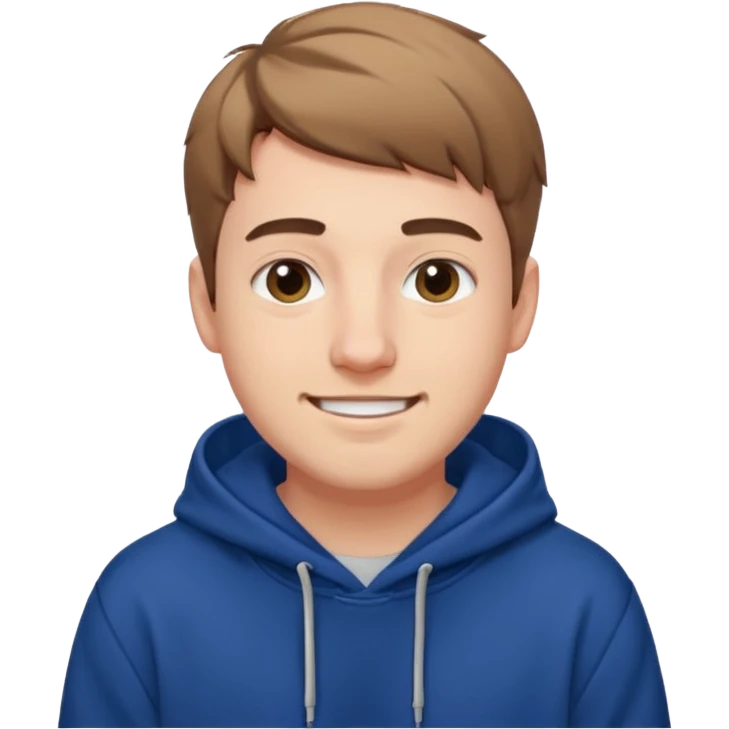 Draw MrBeast in casual hoodie with short hair & friendly smile. emoji