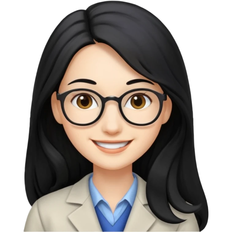 Profesora joven, sonrriente cabello negro y de pelo largo  emoji