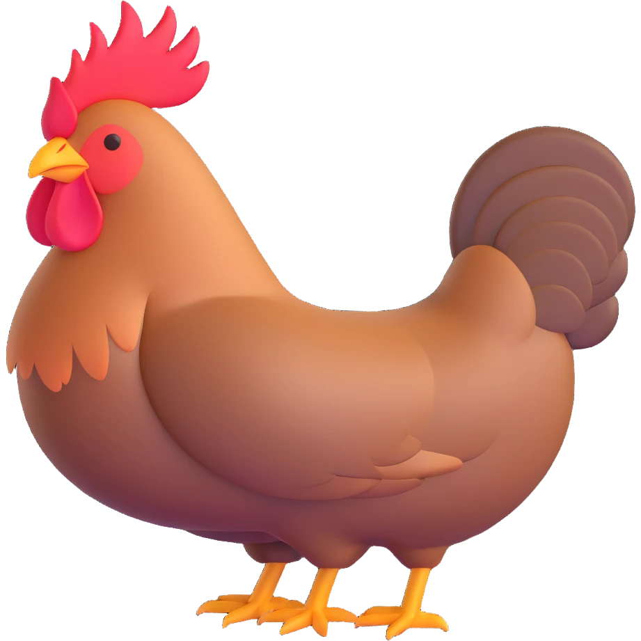 cartoonish hen with round body and visible feathers emoji