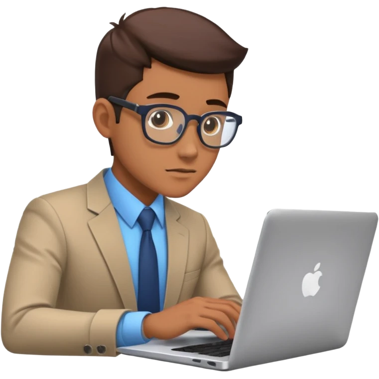 american bussiness man technologist working on a laptop watching graphics emoji