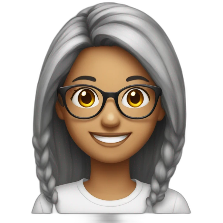 girl wearing glasses with beutiful smile emoji