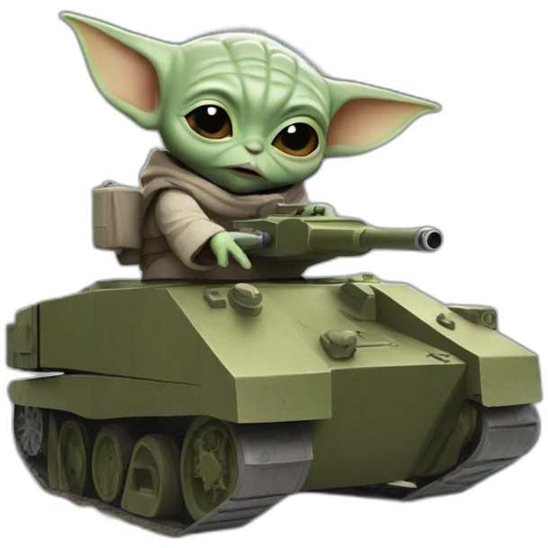 baby yoda shooting a tank emoji