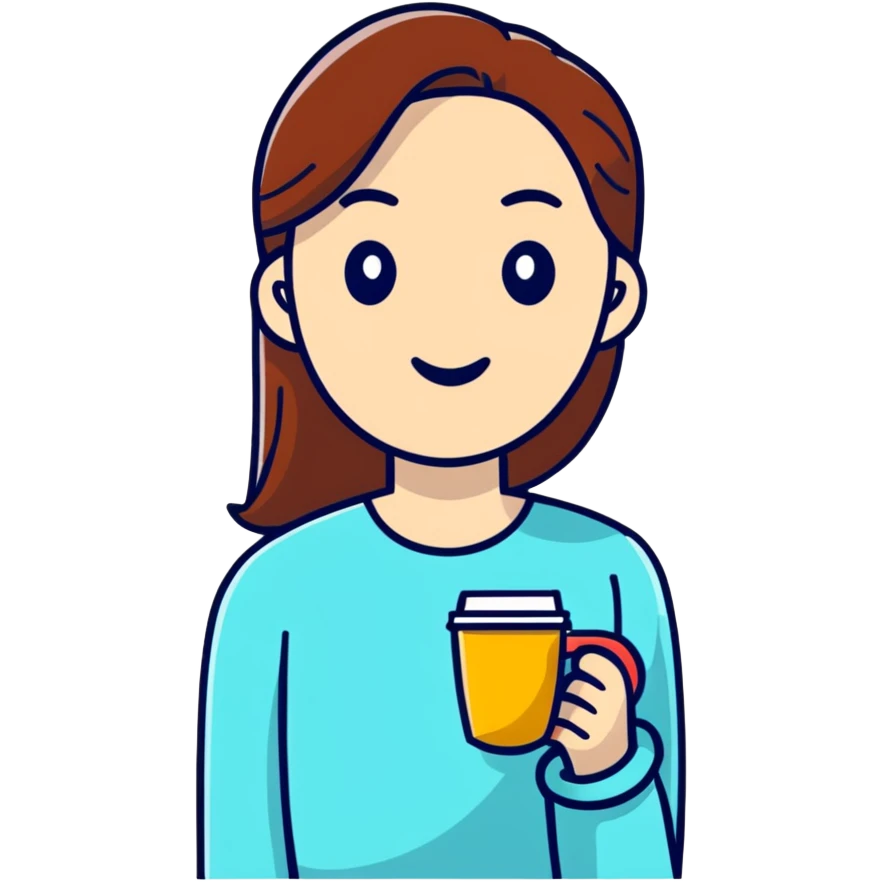 Fashionable Parisian woman with coffee cup emoji