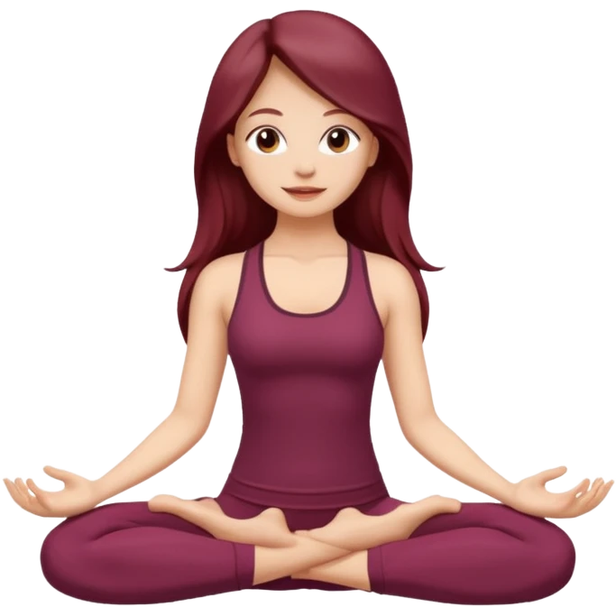 Beautiful burgundy long haired girl doing yoga emoji
