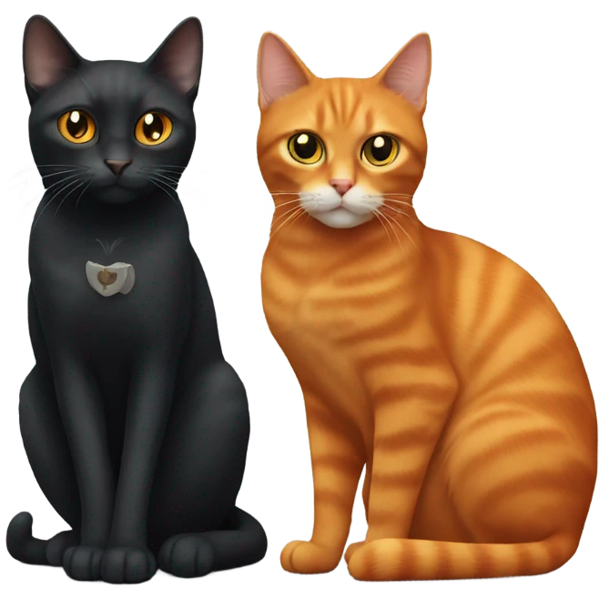 Black cat with orange cat with grey cat emoji