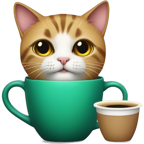 cat with starbuks coffee emoji