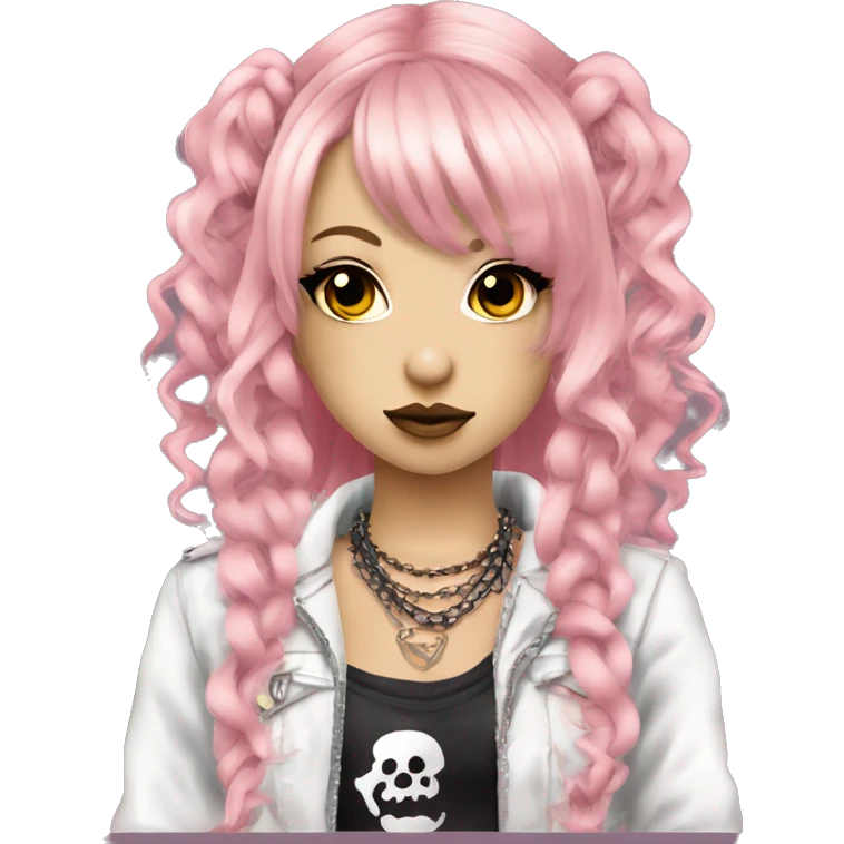 hime gyaru girl, punk, goth, grunge emoji