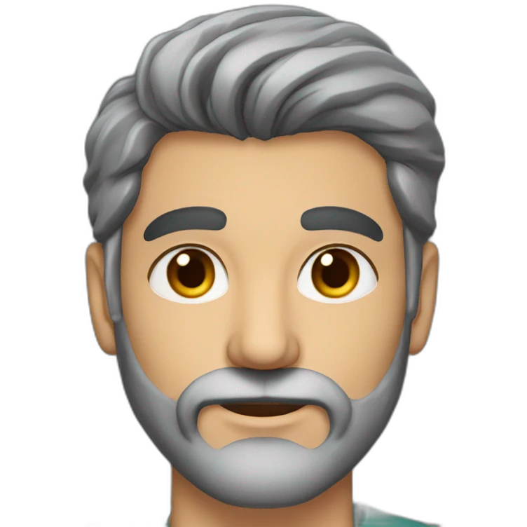 30s persian man, brown eyes, dark hair, grey beard emoji