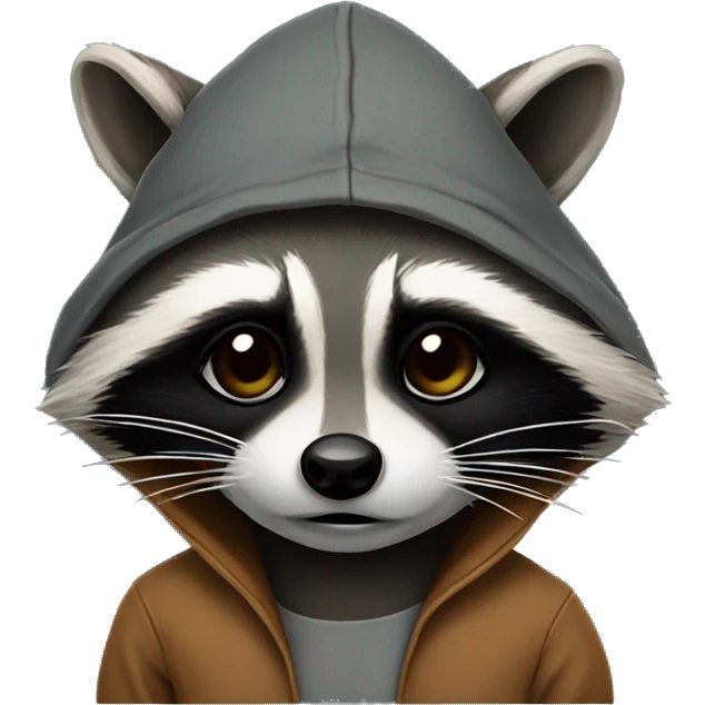 Raccoon smokin cigar with a hoodie emoji