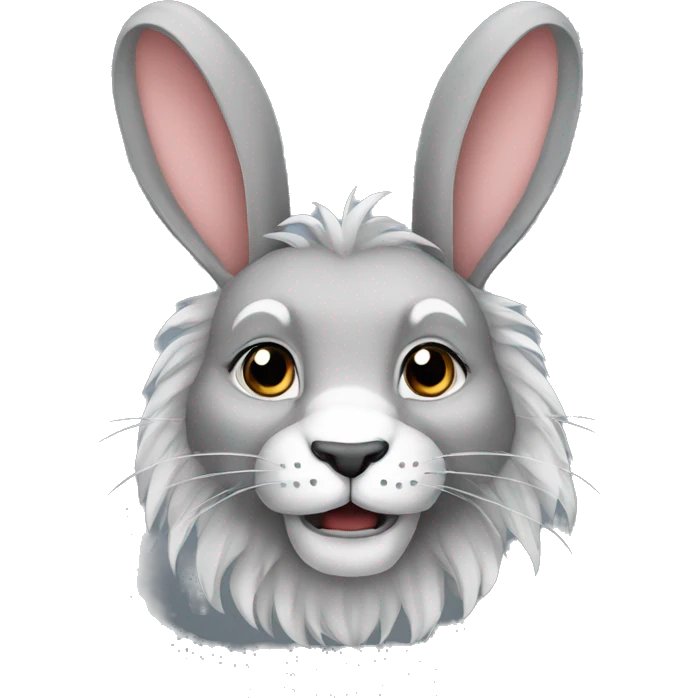 Lion head grey rabbit  emoji