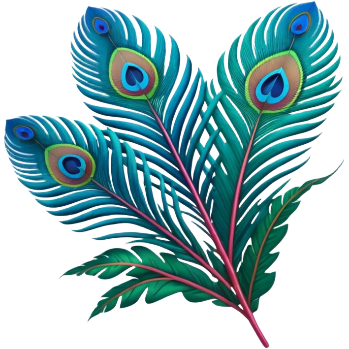 Unrealistic vivid, Futuristic colors, highly detailed, isolated 3D render, lush full soft appearance, Peacock Begonia feather emoji