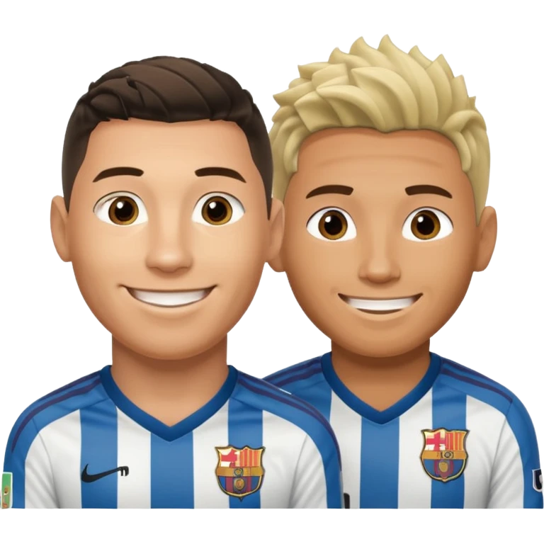 Prime noodle hair ronaldo and prime 2012 messi Smiling in one Photo and make it realistic  emoji