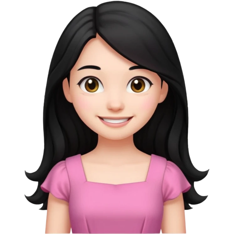 black long hair girl, smiling emoji