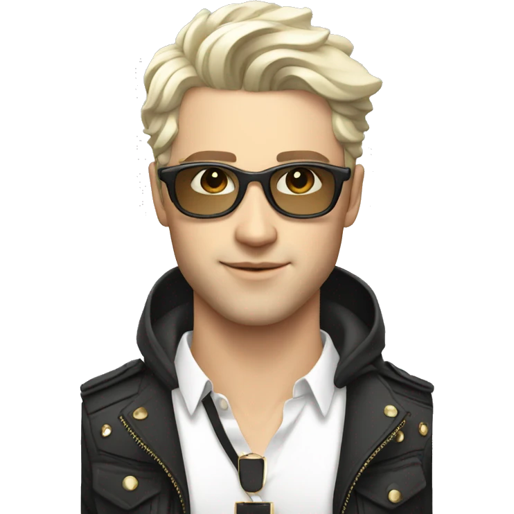 stylish guy with accessories selfie, white skin emoji