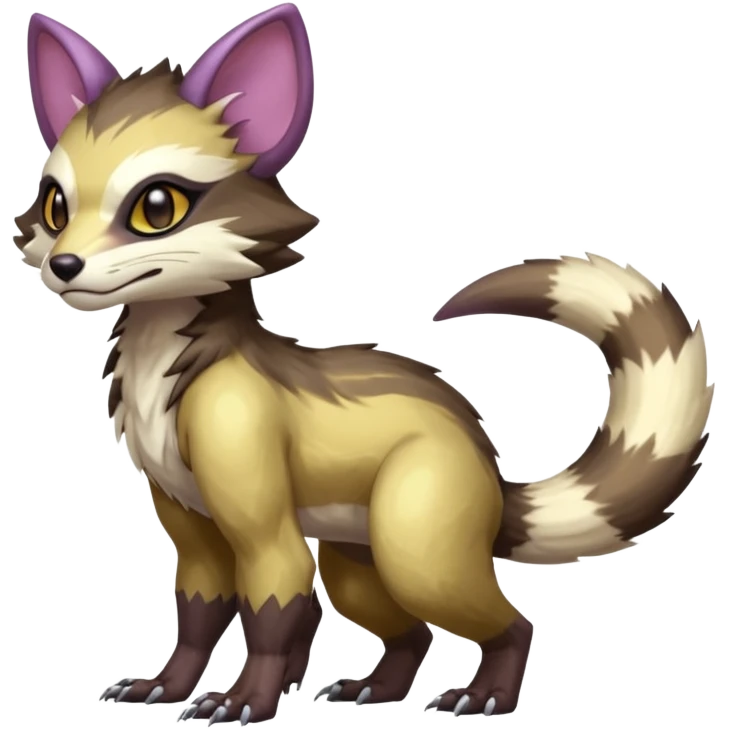 Sharp realistic Colorful translucent glowing Trico-Sergal-Furret-Ferret-Wolverine-Vernid-furry-fursona-fusion-Fakemon-animal-hybrid-creature, full body emoji