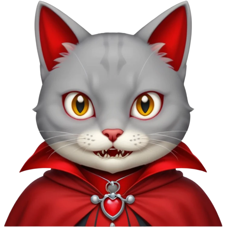 grey cat-vampire-in-red-collar-cloak emoji