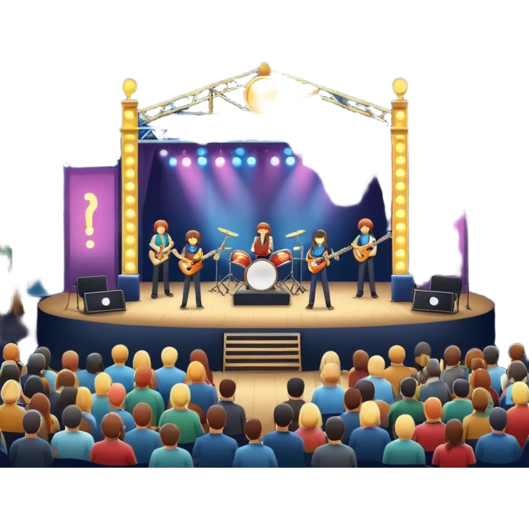festival concert stage with lights and a band night emoji
