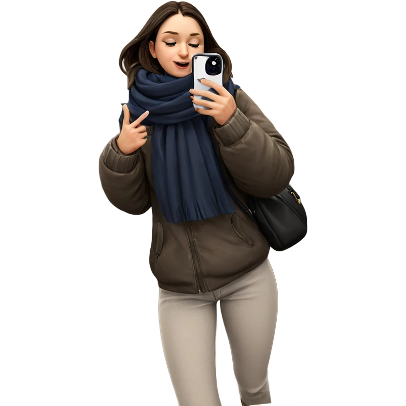 girl taking a scarf selfie emoji