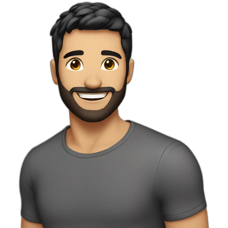 Handsome guy with short beard great smile and black short hair emoji